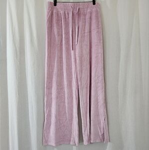 JoyLab Extra-Long Length High Rise Wide Leg Legging/Pants in Pink Velour Size L